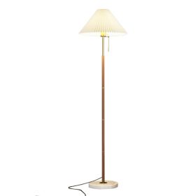 Retro Light Luxury Wood Grain Simple Pleated Floor Lamp Bedroom Bedside Sofa Study Floor Lamp