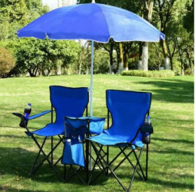 Double Folding Picnic Chairs w/Umbrella