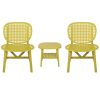 3 Pieces Hollow Design Patio Table Chair Set All Weather Conversation Bistro Set Outdoor Coffee Table with Open Shelf and Lounge Chairs with Widened S