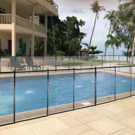 12x4 Ft Outdoor Pool Fence With Section Kit; Removable Mesh Barrier; For Inground Pools; Garden And Patio; Black