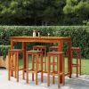 7 Piece Patio Bar Set Solid Wood Acacia