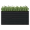 vidaXL Raised Garden Bed Anthracite 63"x31.5"x30.3" Galvanized Steel