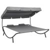 vidaXL Patio Lounge Bed with Canopy and Pillows Gray