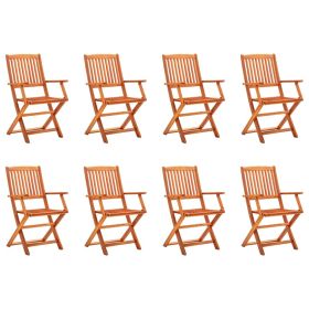 vidaXL Folding Patio Chairs 8 pcs Solid Eucalyptus Wood