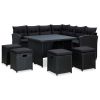 vidaXL 6 Piece Patio Lounge Set with Cushions Poly Rattan Black