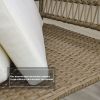 6PCS Outdoor Patio Balcony Natural Color Wicker Sofa Chair Set with Beige Cushion; Round Tempered Glass Table and Furniture Cover