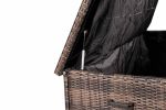 1 PCS Outdoor Brown Rattan Wicker Storage Box With Steel Frame