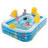 Inflatable Swimming Pool Duck Themed Kiddie Pool with Sprinkler for Age Over 3