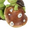 Garden Statue Cute Frog Face Turtles Figurines,Solar Powered Resin Animal Sculpture with 3 Led Lights for Patio,Lawn, Garden Decor