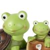 Garden Statue Cute Frog Face Turtles Figurines,Solar Powered Resin Animal Sculpture with 3 Led Lights for Patio,Lawn, Garden Decor