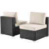 Outdoor Garden Patio Furniture 7-Piece PE Rattan Wicker Sectional Cushioned Sofa Sets with 2 Pillows and Coffee Table