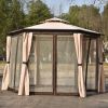 11.8 Ft. W x 11.8 Ft. D Patio Outdoor Gazebo;  Double Roof Soft Canopy Garden Backyard Gazebo with Mosquito Netting Suitable for Lawn;  Garden;  Backy