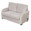 Pull Out Sofa Bed with USB Charging Port and 3-pin Plug; Sleeper Sofa Bed with Twin Size Mattress Pad; Loveseat Sleeper for Living Room; Small Apartme