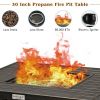 30 Inch 50000 BTU Square Propane Gas Fire Pit Table with Table Cover