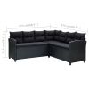 vidaXL 6 Piece Patio Lounge Set with Cushions Poly Rattan Black