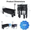 YSSOA Heavy Duty Folding Portable Hand Cart with Removable Canopy; 8'' Wheels; Adjustable Handles and Double Fabric for Shopping; Picnic; Beach; Campi