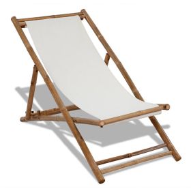 Patio Deck Chair Bamboo and Canvas