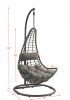 Uzae Patio Hanging Chair with Stand; Gray Fabric &amp; Charcaol Wicker 45105