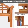 49 Inch Eucalyptus Wood Outdoor Folding Bench with Backrest Armrest for Patio Garden