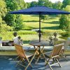 Simple Deluxe 9ft Outdoor Market Table Patio Umbrella with Button Tilt; Crank and 8 Sturdy Ribs for Garden; Blue