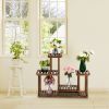 4-Story 7-Seat Multi-Function Carbonized Wood Plant Stand Vertical Shelf Flower Display Rack Holder