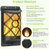 Flame Solar Lights Outdoor 96 LEDs Waterproof Flickering Flame Wall Mount Lamp Auto On Off