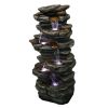 40inches High Rocks Outdoor Cascading Waterfall with LED Lights