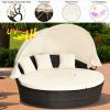 Patio Round Daybed Rattan Furniture Sets with Canopy