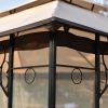 13 Ft. W x 9.7 Ft. D Iron Patio Outdoor Gazebo;  Double Roof Soft Canopy Garden Backyard Gazebo with Mosquito Netting Suitable for Lawn;  Garden;  Bac