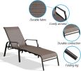 Patio Outdoor Chaise Lounge Chairs;  Folding Sling Reclining Chaise Lounger Chair Fit Beach Yard Pool Patio with 5 Adjustable Positions;  Brown Frame