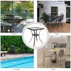 28.5 Inch Outdoor Patio Square Glass Top Table with Rattan Edging