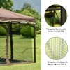 9.8Ft. Wx9.8Ft.L Outdoor Iron Vented Dome Top Patio Gazebo with Netting for Backyard; Poolside and Deck; Brown