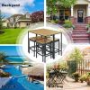 10-Piece Outdoor Patio Wicker Bar Set;  Garden PE Rattan Wicker Dining Table;  Square Stool Set;  Foldable Tabletop;  Acacia Wood Tabletop