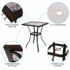 28.5 Inch Outdoor Patio Square Glass Top Table with Rattan Edging