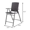 Set of 4 Folding Rattan Bar Chairs with Footrests and Armrests for Outdoors and Indoors