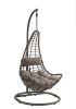 Uzae Patio Hanging Chair with Stand; Gray Fabric &amp; Charcaol Wicker 45105