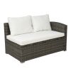 4 PCS Outdoor Cushioned PE Rattan Wicker Sectional Sofa Set Garden Patio Furniture Set (Beige Cushion)