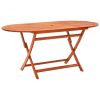 vidaXL Folding Patio Table 63"x33.5"x29.5" Solid Eucalyptus Wood