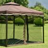 9.8Ft. Wx9.8Ft.L Outdoor Iron Vented Dome Top Patio Gazebo with Netting for Backyard; Poolside and Deck; Brown