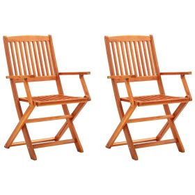 Folding Patio Chairs 2 pcs Solid Eucalyptus Wood