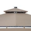 Patio 9.8ft.L x 9.8ft.W Gazebo with Extended Side Shed/Awning and LED Light for Backyard; Poolside; Deck; Brown