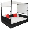 vidaXL Patio Bed with Canopy Black 74.8"x51.2" Poly Rattan