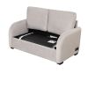 Pull Out Sofa Bed with USB Charging Port and 3-pin Plug; Sleeper Sofa Bed with Twin Size Mattress Pad; Loveseat Sleeper for Living Room; Small Apartme