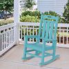 Presidential Rocking Chair HDPE Rocking Chair Fade-Resistant Porch Rocker Chair; All Weather Waterproof for Balcony/Beach/Pool ; Blue