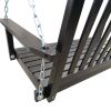 Front Porch Swing with Armrests;  Wood Bench Swing with Hanging Chains; for Outdoor Patio ; Garden Yard;  porch;  backyard;  or sunroom; Easy to Assem