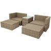 Outdoor Patio Furniture Set, 5-Piece Wicker Rattan Sectional Sofa Set