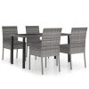 vidaXL 5 Piece Patio Dining Set Poly Rattan Gray