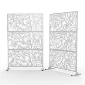 6.5 ft. H x 4 ft. W Patio Laser Cut Metal Privacy Screen, 24"*48"*3 panels (Color: White, Material: Galvanized steel)