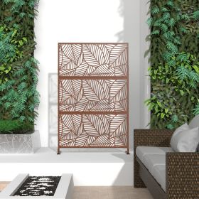 6.5 ft. H x 4 ft. W Patio Laser Cut Metal Privacy Screen, 24"*48"*3 panels (Color: Brown, Material: Galvanized steel)