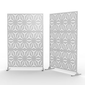 6.5 ft. H x 4 ft. W Laser Cut Metal Privacy Screen, 24"*48"*3 panels (Color: White, Material: Galvanized steel)